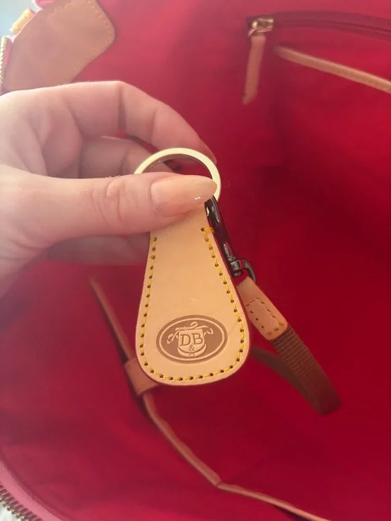 Dooney & Bourke Chevron Tote with Tan Leather Trim - Picture 11 of 15